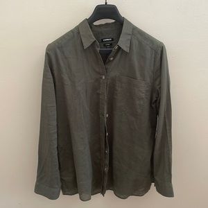 Olive Express Boyfriend Linen Blouse